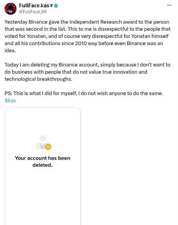 Screenshot of @FullFace_69's post: Voting With An Account Deletion
