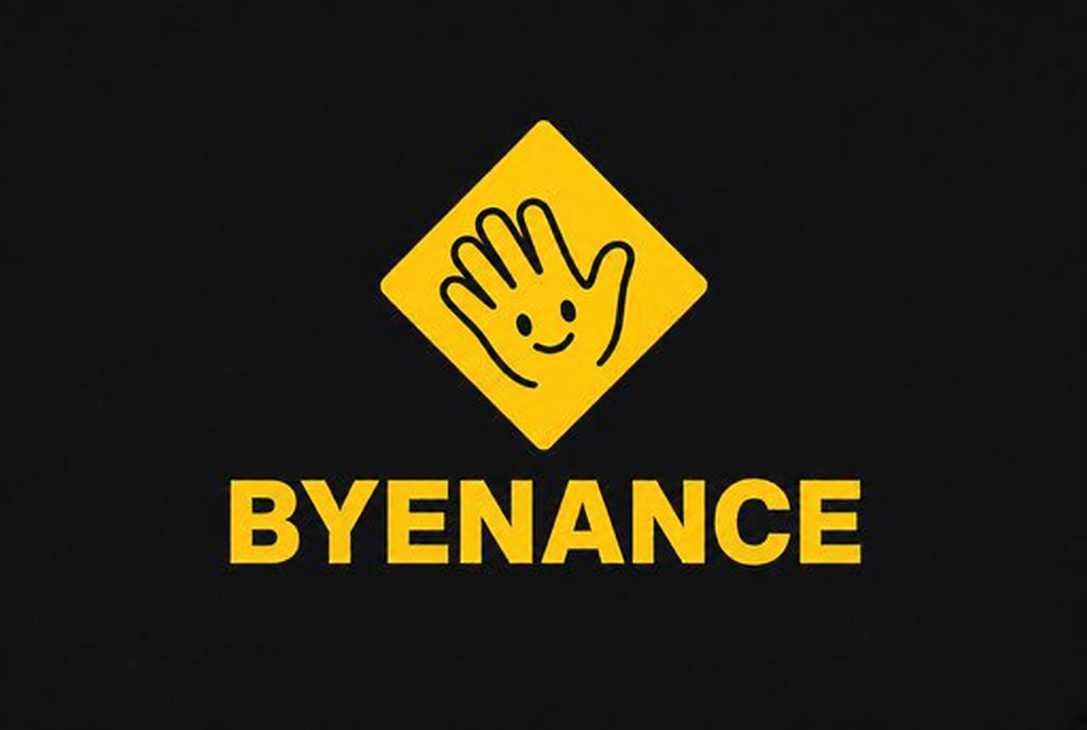 BYENANCE token artwork: a smiling waving hand on a yellow diamond